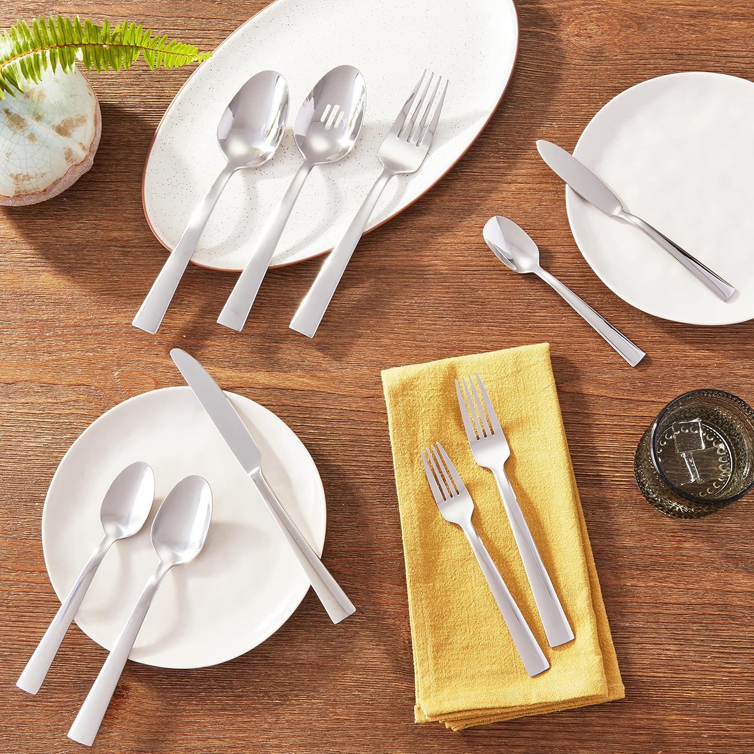 Oneida Madison Avenue 45 Piece Casual Flatware Set, 18/0 Stainless, Service for 8,Silver,45pc - Image 2